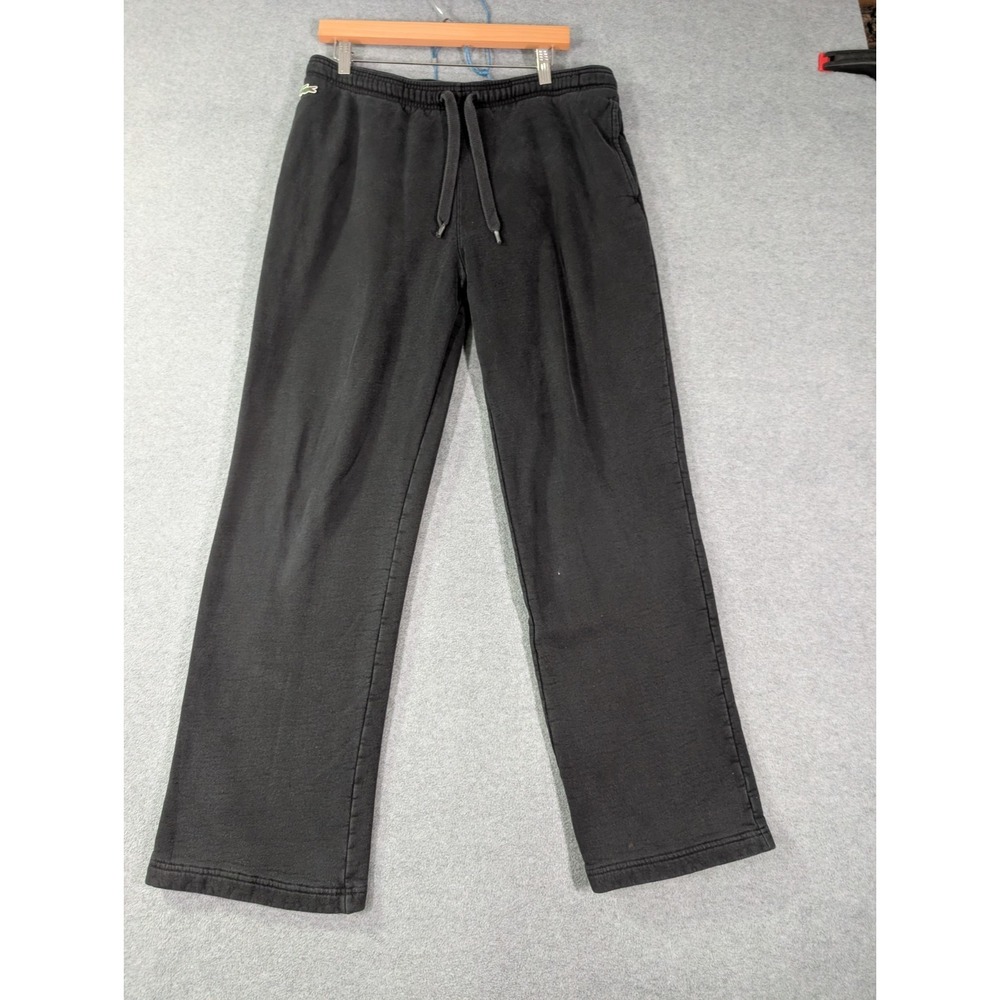 Lacoste Sport Men's XXL Black Faded Sweatpants Drawstring Lounge Athleisure